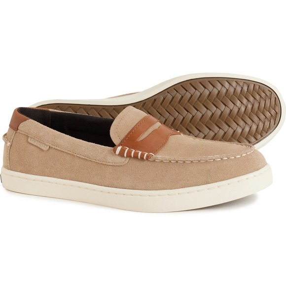 Cole Haan Nantucket Penny Loafers Suede LeatherMen Sz9M Beige Slip On